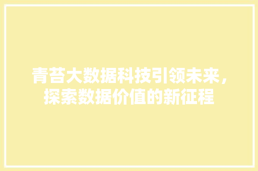 青苔大数据科技引领未来，探索数据价值的新征程