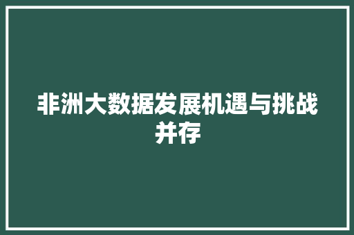 非洲大数据发展机遇与挑战并存