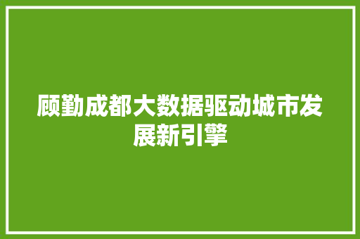顾勤成都大数据驱动城市发展新引擎