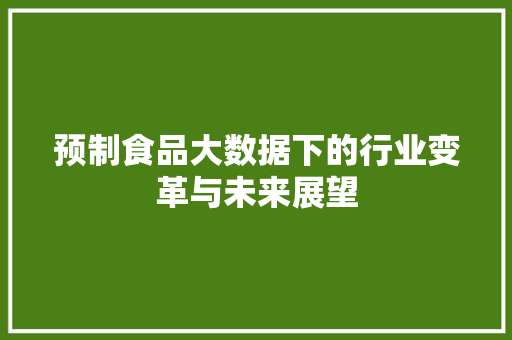 预制食品大数据下的行业变革与未来展望