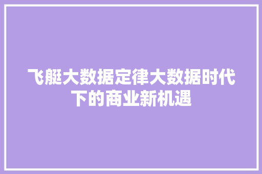 飞艇大数据定律大数据时代下的商业新机遇