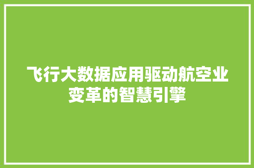飞行大数据应用驱动航空业变革的智慧引擎