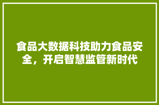 食品大数据科技助力食品安全，开启智慧监管新时代