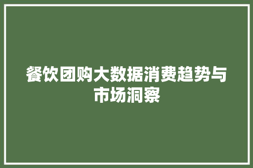餐饮团购大数据消费趋势与市场洞察