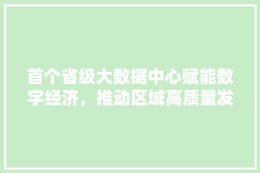 首个省级大数据中心赋能数字经济，推动区域高质量发展