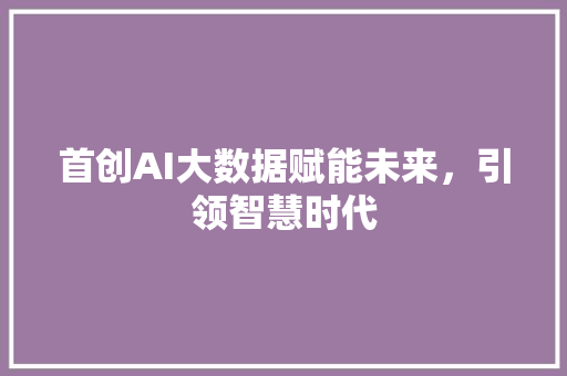 首创AI大数据赋能未来，引领智慧时代