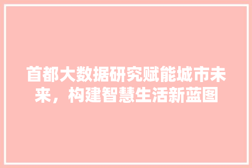 首都大数据研究赋能城市未来，构建智慧生活新蓝图