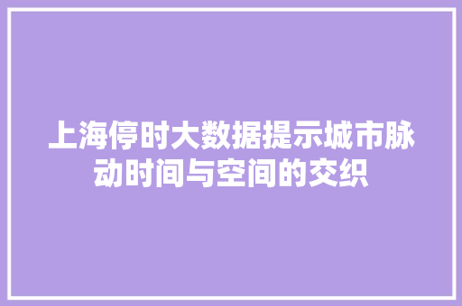 上海停时大数据提示城市脉动时间与空间的交织