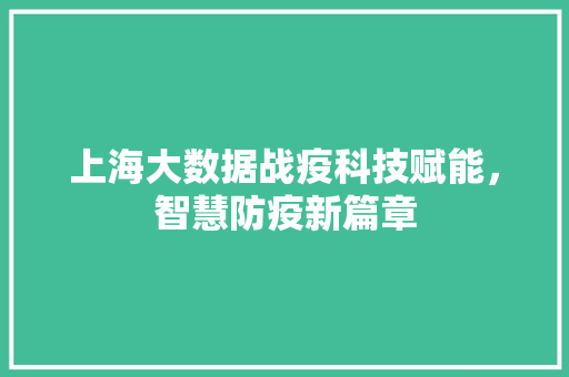 上海大数据战疫科技赋能，智慧防疫新篇章