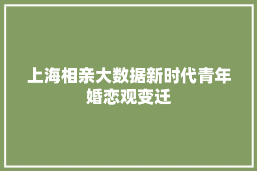 上海相亲大数据新时代青年婚恋观变迁
