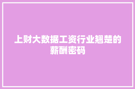 上财大数据工资行业翘楚的薪酬密码 WordPress教程