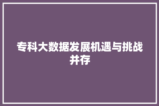 专科大数据发展机遇与挑战并存 建站教程