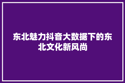 东北魅力抖音大数据下的东北文化新风尚 友链在线