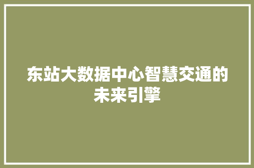 东站大数据中心智慧交通的未来引擎