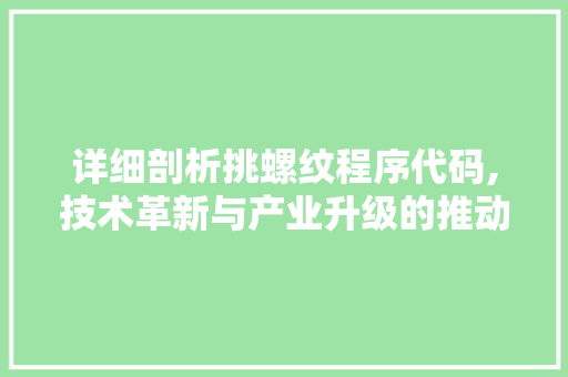 详细剖析挑螺纹程序代码,技术革新与产业升级的推动力 详细剖析挑螺纹程序代码,技术革新与产业升级的推动力 Web前端