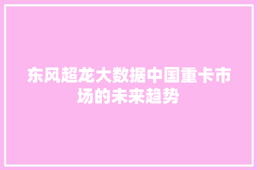 东风超龙大数据中国重卡市场的未来趋势