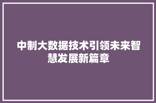 中制大数据技术引领未来智慧发展新篇章