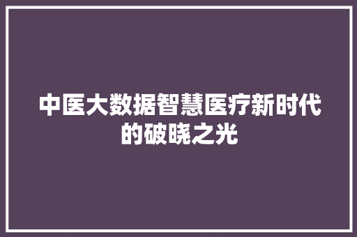 中医大数据智慧医疗新时代的破晓之光 SEO教程