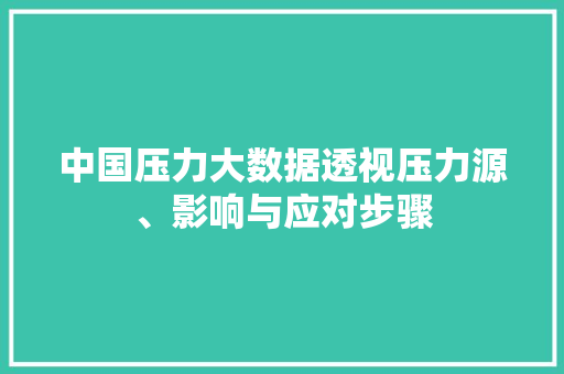 中国压力大数据透视压力源、影响与应对步骤