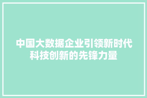 中国大数据企业引领新时代科技创新的先锋力量