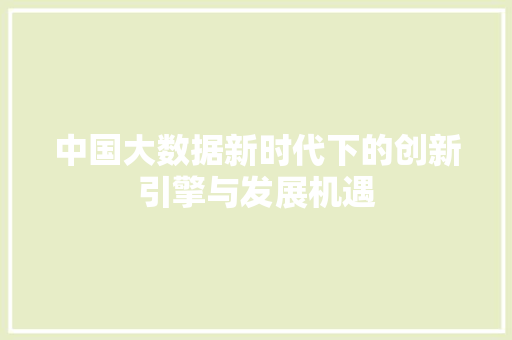中国大数据新时代下的创新引擎与发展机遇