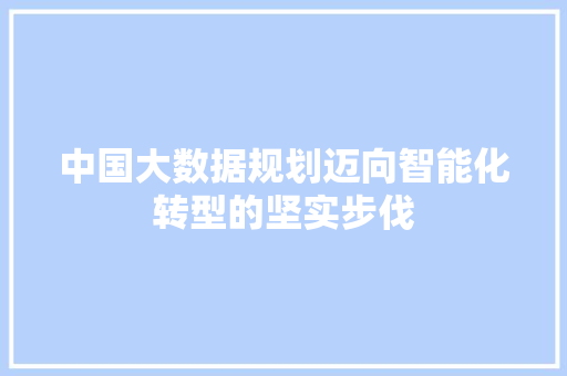 中国大数据规划迈向智能化转型的坚实步伐