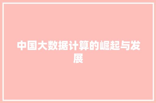 中国大数据计算的崛起与发展