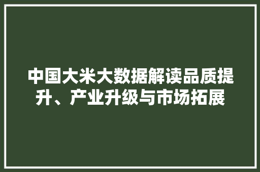 中国大米大数据解读品质提升、产业升级与市场拓展