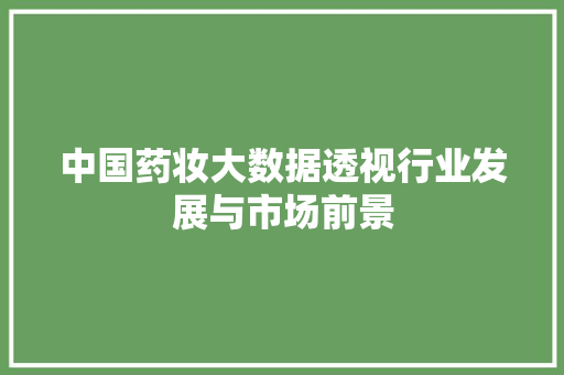 中国药妆大数据透视行业发展与市场前景