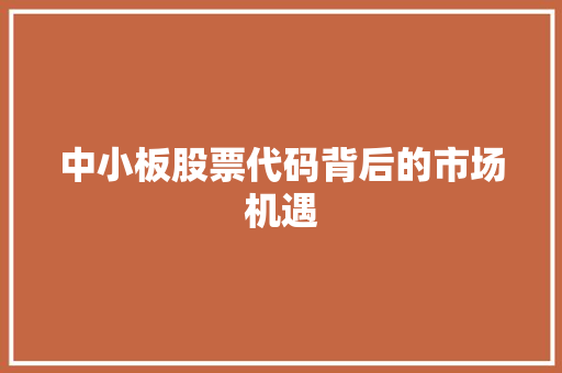 中小板股票代码背后的市场机遇