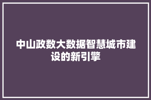 中山政数大数据智慧城市建设的新引擎