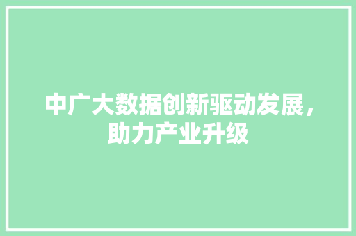 中广大数据创新驱动发展，助力产业升级