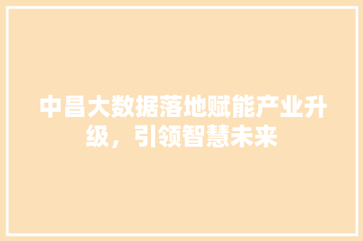 中昌大数据落地赋能产业升级，引领智慧未来 服务器/数据库