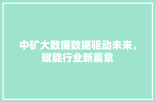 中矿大数据数据驱动未来，赋能行业新篇章