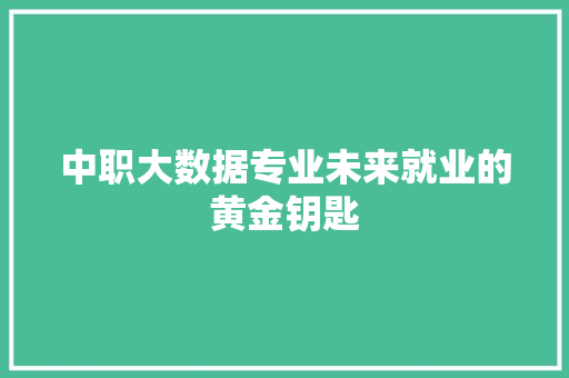 中职大数据专业未来就业的黄金钥匙