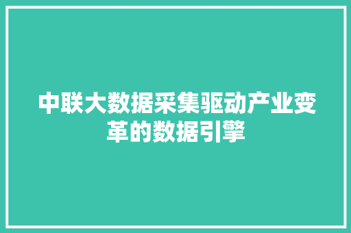 中联大数据采集驱动产业变革的数据引擎