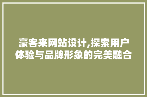 豪客来网站设计,探索用户体验与品牌形象的完美融合