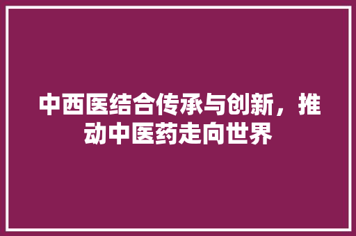 中西医结合传承与创新，推动中医药走向世界 Web前端