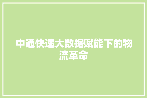 中通快递大数据赋能下的物流革命