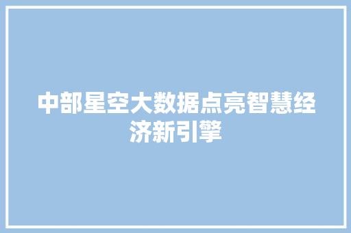 中部星空大数据点亮智慧经济新引擎
