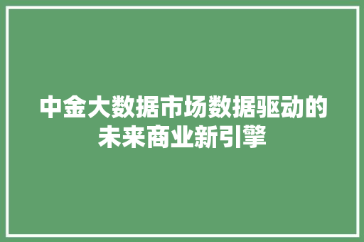 中金大数据市场数据驱动的未来商业新引擎