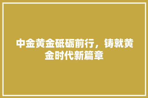 中金黄金砥砺前行，铸就黄金时代新篇章