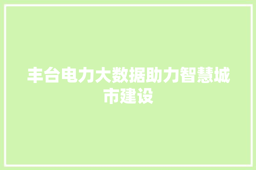 丰台电力大数据助力智慧城市建设