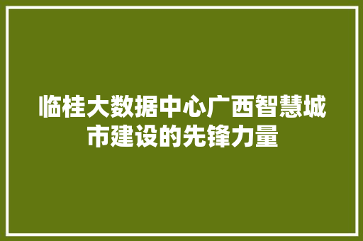 临桂大数据中心广西智慧城市建设的先锋力量