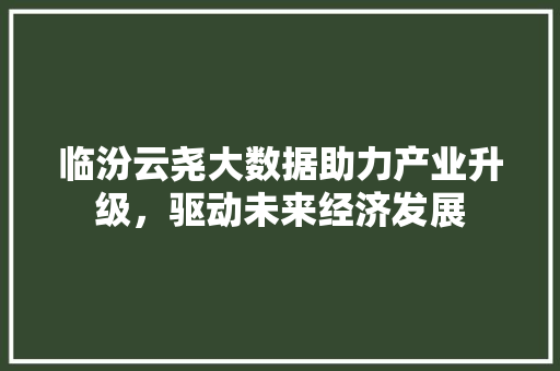 临汾云尧大数据助力产业升级，驱动未来经济发展