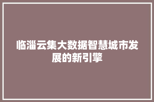 临淄云集大数据智慧城市发展的新引擎