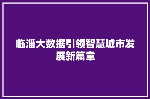 临淄大数据引领智慧城市发展新篇章