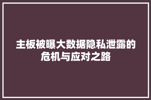 主板被曝大数据隐私泄露的危机与应对之路 SEO教程