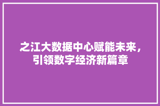 之江大数据中心赋能未来，引领数字经济新篇章