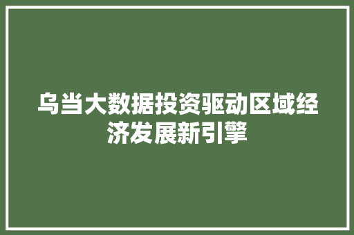 乌当大数据投资驱动区域经济发展新引擎